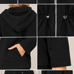 Women's Drawstring Waist Zip-Up Hoodie and Wide Leg Pants Two-Piece Lounge Set
