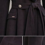 Elegant Faux Fur Shawl Collar Belted Maxi Flare Coat