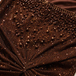 Halter Neck Beaded Shimmer Maxi Evening Gown with Ruched Waist