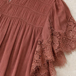 Lace Trimmed Tiered Short Set