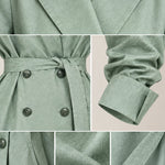 Women's Double-Breasted Belted Blazer and Flared Maxi Skirt 2-Piece Suit Set
