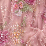 Floral Sequin Embroidered Halter Neck Mermaid Evening Gown