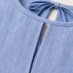 Women's Casual Linen-Feel Keyhole Maxi Dress with Back Tie Detail