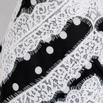 Polka Dot Lace Trim V-Neck Backless Maxi Dress