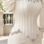 Off-the-Shoulder Rhinestone Corset Evening Gown