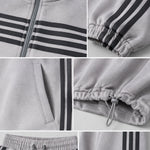 Women's Striped Zip-Up Track Jacket and Wide-Leg Sweatpants Set