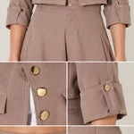 Women's Cropped Jacket and Wide-Leg Pants Two-Piece Set