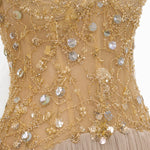 Cap Sleeve Beaded Bodice Pleated Chiffon Evening Gown
