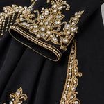 Embroidered Metallic Caftan Maxi Dress with Beaded Trim