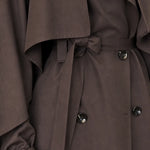 Women's Belted Midi Trench Coat with Draped Cape Detail