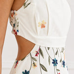 Women's Floral Embroidered Cutout Square Neck Maxi Dress
