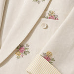 Floral Embroidered 3-Piece Pantsuit Set with Corset Top & Wide-Leg Trousers