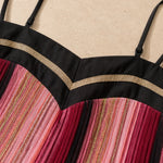 Women's Metallic Striped Pleated Mini Camisole Dress