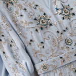 Embellished Cape Sleeve Evening Gown with Front Slit