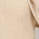 Elegant Pearl-Embellished Off-the-Shoulder Column Maxi Dress