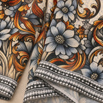 Vintage Baroque Floral Print Tunic Top and Wide Leg Pants Two-Piece Set