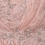 Draped V-Neck Sequin Lace Evening Gown with Front Slit and Corset Back