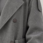 Women's Textured Longline Trench Coat with Waist Tie Belt