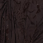 One-Shoulder High Neck Embellished Maxi Dress with Draped Flutter Sleeve