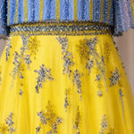 Floral Embroidered Beaded Flutter Sleeve Tulle A-Line Evening Gown