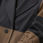 Women's Colorblock Pinstripe Maxi Trench Coat