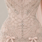 Beaded Corset Asymmetric One-Shoulder Evening Gown with Flowing Chiffon Skirt