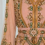 Elegant Hand-Embellished Moroccan Kaftan Evening Maxi Dress with Belt