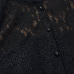 Elegant Floral Lace Overlay Wide-Leg Pantsuit with High Neck & Short Sleeves