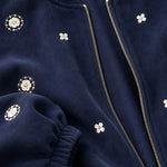 Women's Pearl Embellished Zip Bomber Jacket and Wide-Leg Pants 2-Piece Set