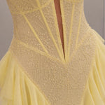 Elegance Halter Neck Beaded Ruffle Maxi Dress