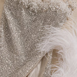 Strapless Embellished Sequin Maxi Evening Gown with Thigh Slit