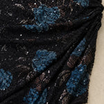 One-Shoulder Sequin Floral Evening Gown