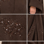 Collared Sequin Embellished Modest Abaya Maxi Dress