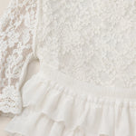 Elegant Lace Mock Neck Tiered Ruffle Maxi Dress