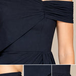 Asymmetric One-Shoulder Drape Maxi Formal Gown with Side Slit