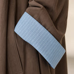 Contrast Trim Duster Coat and Wide-Leg Pleated Pants Two-Piece Set