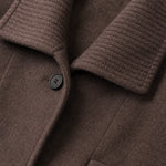 Women's Ribbed Knit Collar Longline Wool Blend Trench Coat with Belt