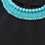 Sleeveless Beaded Trim A-Line Midi Dress
