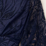 High Neck Embellished Mesh Maxi Dress with Sheer Balloon Sleeves