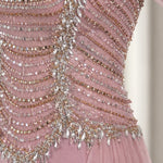 Off-the-Shoulder Beaded Corset Evening Gown with Tulle Drape