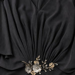 Elegant V-Neck Flutter Sleeve Chiffon Maxi Evening Dress with Embellished Waist