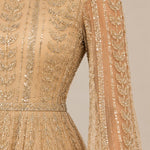 Sequined High-Neck Long Sleeve Evening Gown with Bell Sleeves