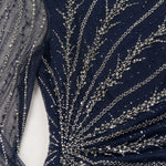 Long Sleeve Beaded Tulle Evening Maxi Gown