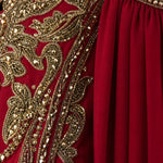 Off-the-Shoulder Embroidered Cape Evening Gown