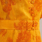 Paisley Print Belted Maxi Dress with Tiered Ruffle Hem and Flutter Sleeves