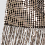 Strapless Metallic Fringe Bodycon Mini Dress