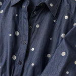 Polka Dot Button-Down Shirt and Wide-Leg Pants Two-Piece Set