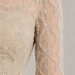 High Neck Beaded Mesh Long Sleeve A-Line Evening Gown