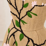 Stunning Embroidered Floral Strapless Midi Dress