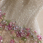 Off-the-Shoulder Sweetheart Sequin Floral Evening Gown with Slit